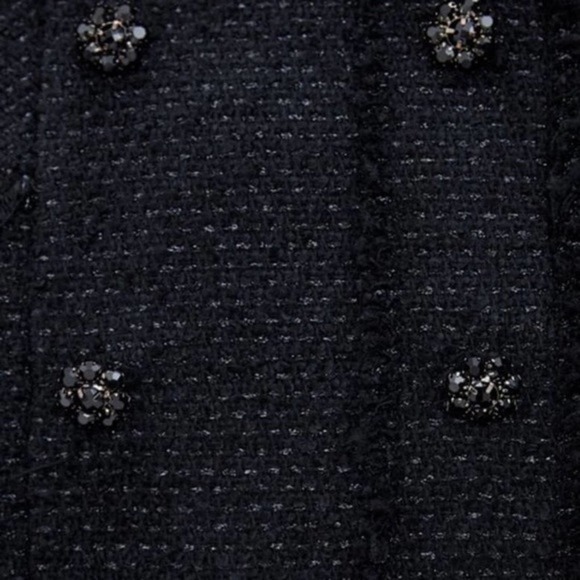 Zara Black Tweed Blazer Mini Dress Metallic Double Breasted - Picture 7 of 11